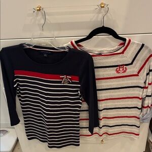 Tommy Hilfiger Kids Navy and Gray Striped Long Sleeve Tees